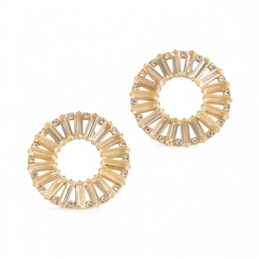 J.Crew Crystal Baguette Crystal Disc Hoop Earrings